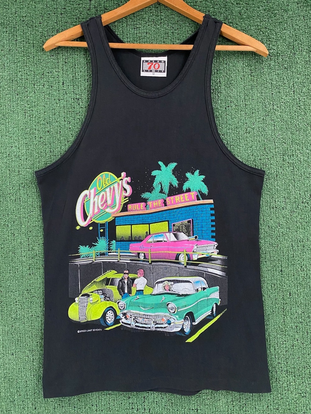 Vintage 80’s Old Chevy Cars Rule The Street Single Stitch Tank Top Men’s Size XS